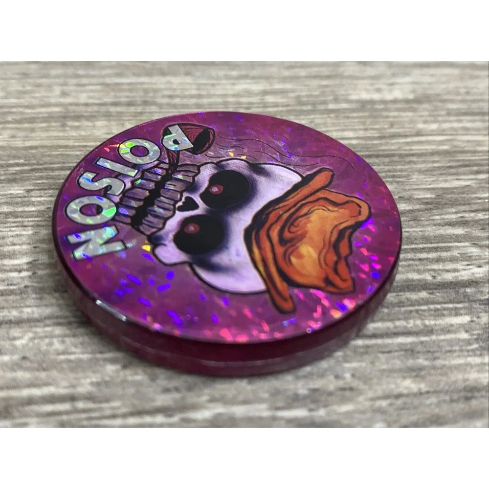 Vintage Poison Pog Slammer‎ Plastic Holographic Skull In Cowboy Hat
